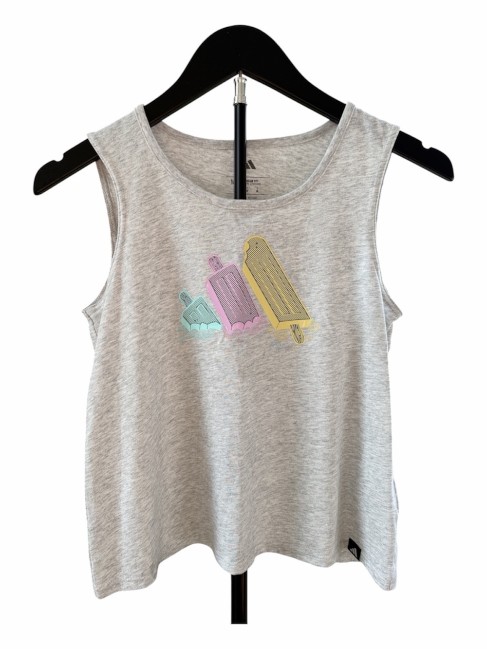 Adidas Girl’s Gray Tank Top with Pastel Popsicle Graphic